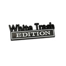 2 PCS Car Metal Modification Standard White Trash Edition Car Label Stickers(Black White)