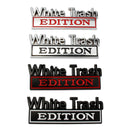 2 PCS Car Metal Modification Standard White Trash Edition Car Label Stickers(Black Red)