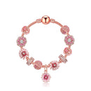 SL122 Women Rose Gold Beaded Accessory Bracelet, Size: 18cm