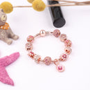 SL122 Women Rose Gold Beaded Accessory Bracelet, Size: 18cm