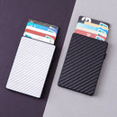 Aluminum Alloy Anti-Theft Card Box Automatic Eject RFID Card Box(Carbon Fiber Silver)