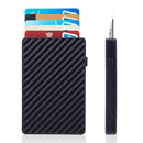 Aluminum Alloy Anti-Theft Card Box Automatic Eject RFID Card Box(Carbon Fiber Silver)