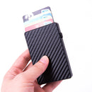 Aluminum Alloy Anti-Theft Card Box Automatic Eject RFID Card Box(Carbon Fiber Silver)