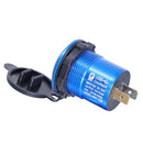 Metal Double USB Car Charger 5V 4.8A Aluminum Alloy Car Charger(Blue Shell Blue Light With Terminal)