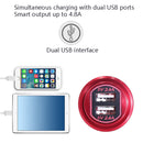 Metal Double USB Car Charger 5V 4.8A Aluminum Alloy Car Charger(Blue Shell Blue Light With Terminal)