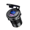 12V Modified Car USB Charger With Voltage Display PD QC3.0 Socket(Blue Light)