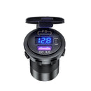 12V Modified Car USB Charger With Voltage Display PD QC3.0 Socket(Blue Light)