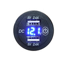 With Touch Switch Car USB Charger 4.8A With Voltage Meter Waterproof And Dustproof Car Charger(Blue Light)