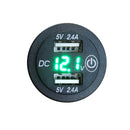 With Touch Switch Car USB Charger 4.8A With Voltage Meter Waterproof And Dustproof Car Charger(Green Light)