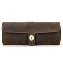 CONTACTS FAMILY CF1117 Retro Crazy Horse Texture Leather Watch Box Round Buckle Storage Box,Capacity: Can Hold 3 Watches(Coffee)