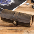 CONTACTS FAMILY CF1117 Retro Crazy Horse Texture Leather Watch Box Round Buckle Storage Box,Capacity: Can Hold 3 Watches(Coffee)