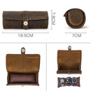 CONTACTS FAMILY CF1117 Retro Crazy Horse Texture Leather Watch Box Round Buckle Storage Box,Capacity: Can Hold 3 Watches(Coffee)