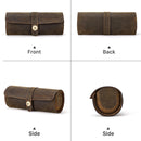 CONTACTS FAMILY CF1117 Retro Crazy Horse Texture Leather Watch Box Round Buckle Storage Box,Capacity: Can Hold 3 Watches(Coffee)