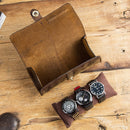 CONTACTS FAMILY CF1117 Retro Crazy Horse Texture Leather Watch Box Round Buckle Storage Box,Capacity: Can Hold 3 Watches(Coffee)
