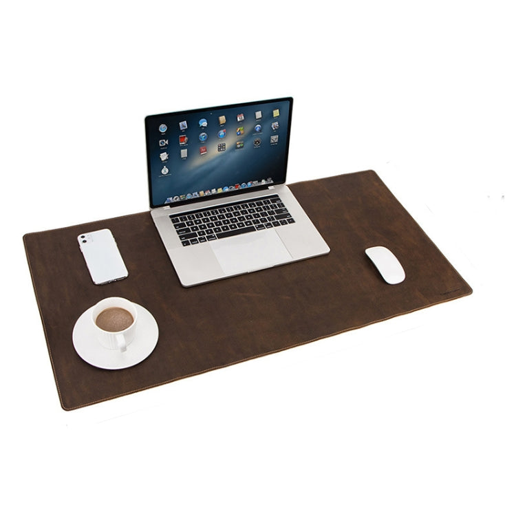 CF9011 Desk Pad Retro Crazy Horse Leather Notebook Computer Mouse Pad Oversized Anti-Slip Desktop Computer Desk Leather Pad(Brown)