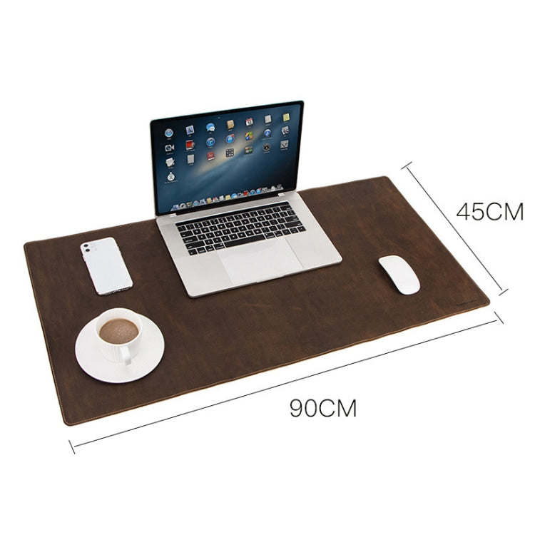 CF9011 Desk Pad Retro Crazy Horse Leather Notebook Computer Mouse Pad Oversized Anti-Slip Desktop Computer Desk Leather Pad(Brown)