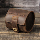 Contacts Family CF1125 Single Watch Position Crazy Horse Leather Watch Box Round Watch Storage Box(Coffee)