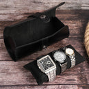 Contacts Family CF1117A 3 Watch Positions Leather Watch Box Round Buckle Outdoor Travel Watch Storage Box(Black)