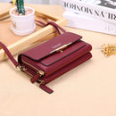 Ladies Wallet Large Capacity Multi-Function Shoulder Bag(Wine Red )