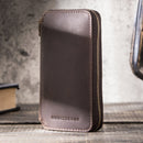 Contacts Family CF1114 Leather Watch Box Retro Crazy Horse Leather Zipper Couple Watch Bag(Coffee)