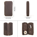 Contacts Family CF1114 Leather Watch Box Retro Crazy Horse Leather Zipper Couple Watch Bag(Coffee)