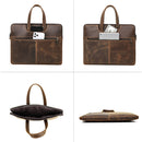 CONTACTS FAMILY CF3010 Crazy Horse Leather Multifunctional Laptop Handbag For Macbook Pro 16 Inch(Coffee)