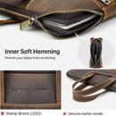 CONTACTS FAMILY CF3010 Crazy Horse Leather Multifunctional Laptop Handbag For Macbook Pro 16 Inch(Coffee)