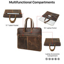 CONTACTS FAMILY CF3010 Crazy Horse Leather Multifunctional Laptop Handbag For Macbook Pro 16 Inch(Coffee)