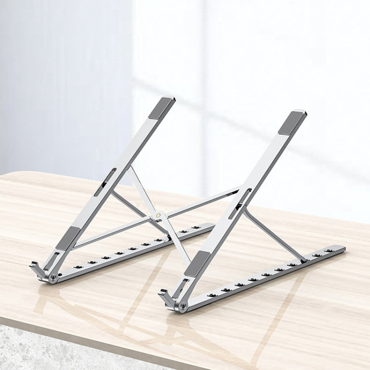 Oatsbasf V01 Portable Metal Laptop Cooling Bracket Aluminum Alloy Folding Adjustable Lifting Stand(Silver)