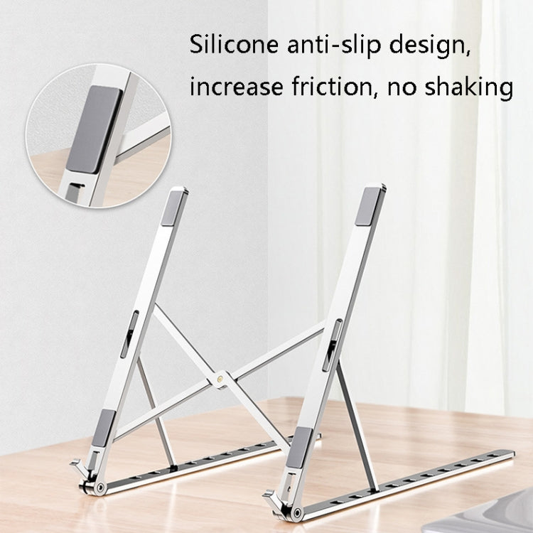 Oatsbasf V01 Portable Metal Laptop Cooling Bracket Aluminum Alloy Folding Adjustable Lifting Stand(Gray)