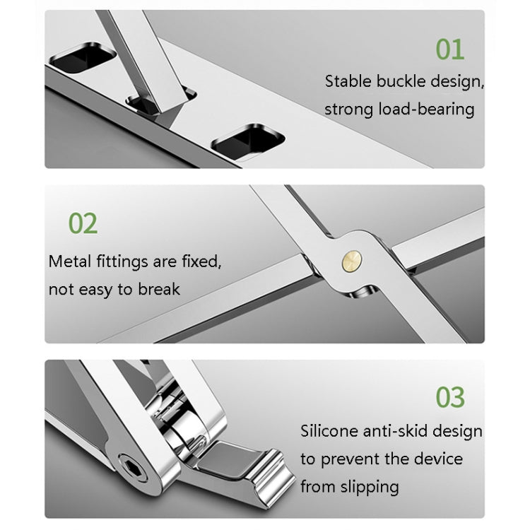 Oatsbasf V01 Portable Metal Laptop Cooling Bracket Aluminum Alloy Folding Adjustable Lifting Stand(Gray)