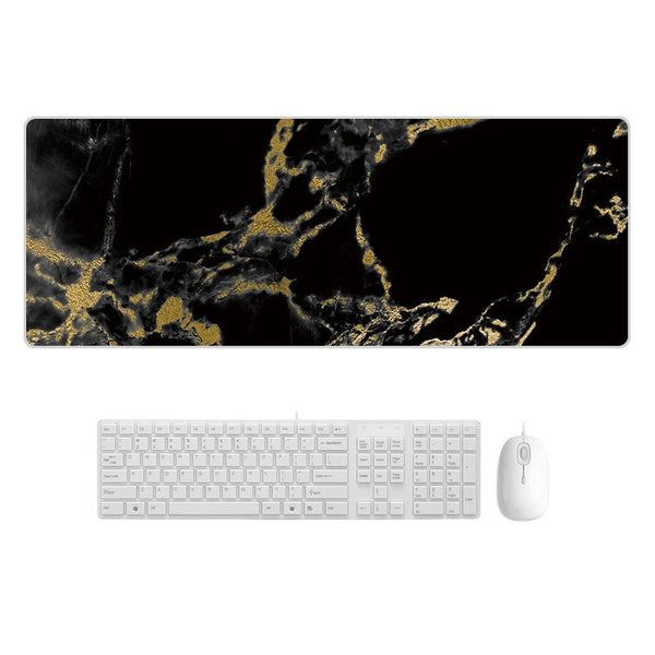 300x700x3mm Marbling Wear-Resistant Rubber Mouse Pad(Black Gold Marble)
