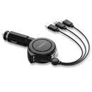 Oatsbasf 3 in 1 Multifunctional Car Charger Data Cable, Colour: 1Mï¼ˆBlackï¼‰