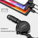 Oatsbasf 3 in 1 Multifunctional Car Charger Data Cable, Colour: 1.5Mï¼ˆBlackï¼‰