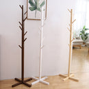 Solid Wood Floor Coat Rack Living Room Bedroom Clothes Organizing Storage Rack(Coffee)
