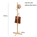 Solid Wood Floor Coat Rack Living Room Bedroom Clothes Organizing Storage Rack(Coffee)