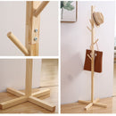 Solid Wood Floor Coat Rack Living Room Bedroom Clothes Organizing Storage Rack(Coffee)