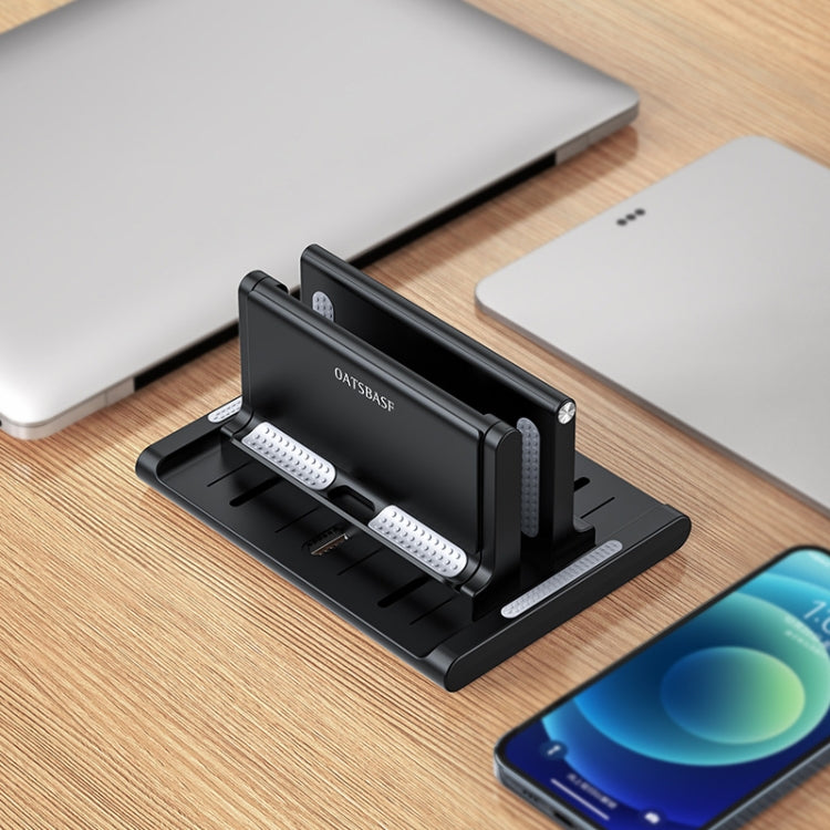 Oatsbasf 03670 Laptop Stand Storage Stand Computer Desktop Vertical Cooling Base, Colour: Black Upgrade)