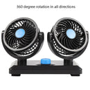 Car Fan Portable Mini Adjustable Car Double-Headed Electric Fan, Colour: Blue 12V Cigarette Lighter