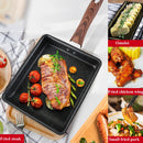 JBY-6658 Small Frying Pan Tamagoyaki Pan Maifanshi Non-Stick Frying Pan Square Omelette Pan,Size: Large(Imitation Wood Grain Handle)