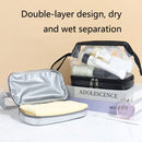 2 PCS Large-Capacity Dry And Wet Separation Waterproof Wash Transparent Bag Travel Cosmetic Storage Bag(Transparent pink)