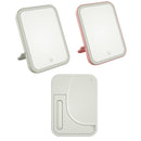 2 PCS LED Makeup Mirror With Lamp Fill Light Dormitory Desktop Dressing Mirror Female Folding Portable Small Mirror,Style: Plug-in Monochromatic Light (White)