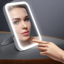 2 PCS LED Makeup Mirror With Lamp Fill Light Dormitory Desktop Dressing Mirror Female Folding Portable Small Mirror,Style: Plug-in Monochromatic Light (White)
