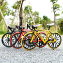 1:8 Scale Simulation Alloy Bicycle Model Mini Bicycle Toy Decoration(Race Bike-Yellow)