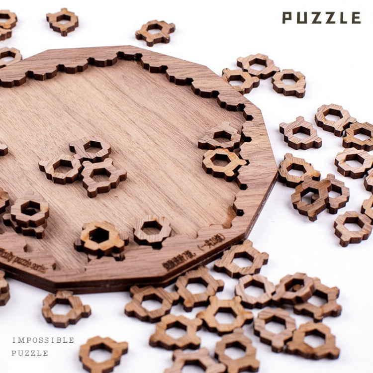 Wooden Adult High Difficulty Brain Burning Irregular Puzzle(Dark Khaki)