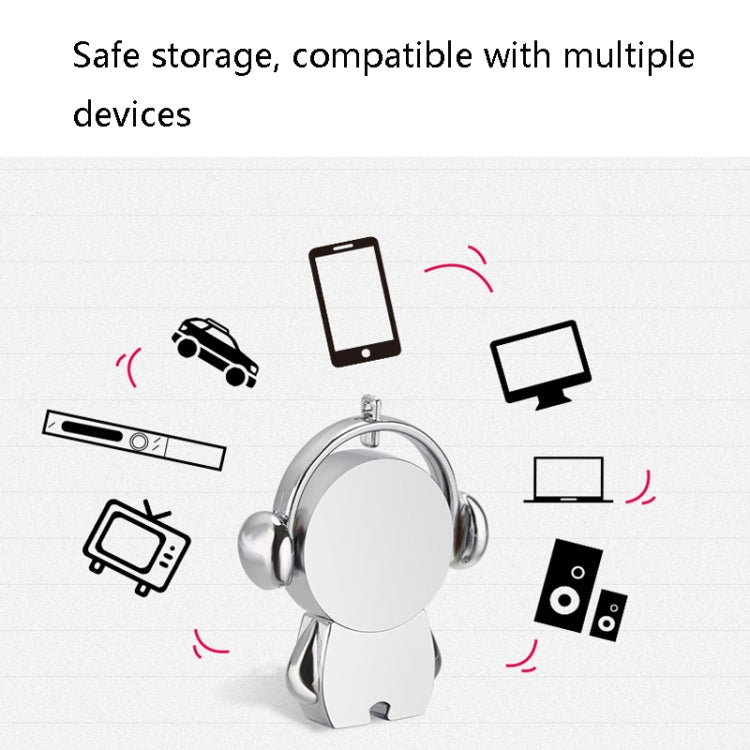 Y01 Metal Musician Car Cartoon Style U Disk, Capacity: 32GB(Silver)