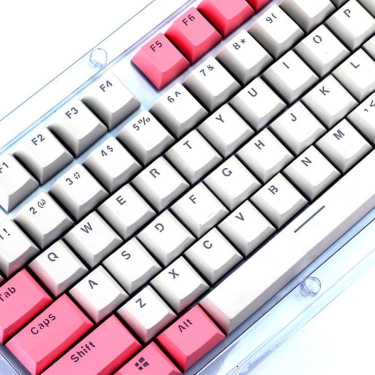 104-Keys Two-Color Mold Transparent PBT Keycap Mechanical Keyboard(White Pink)