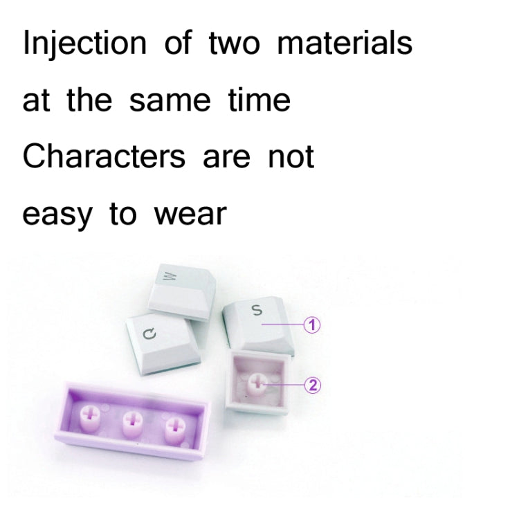 104-Keys Two-Color Mold Transparent PBT Keycap Mechanical Keyboard(Silver)