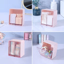 3 PCS HZ006 Desktop Transparent Double-Layer Cotton Swabs And Dustproof Storage Box With Lid(White)