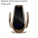 H10 15W Automatic Wireless Charging Car Mobile Phone Bracket, Style: Magnetic Suction Head+Capacitor(Magic Gold)